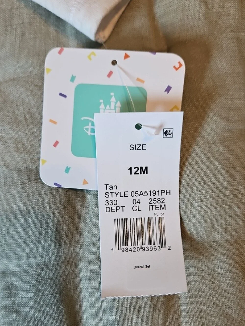 Disney Tan & Cream Baby Overall Set with Tag